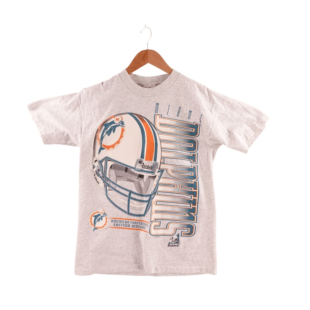 Vintage 1996 Miami Dolphins Riddell T-Shirt Mens Medium Heather Grey NFL 90s USA